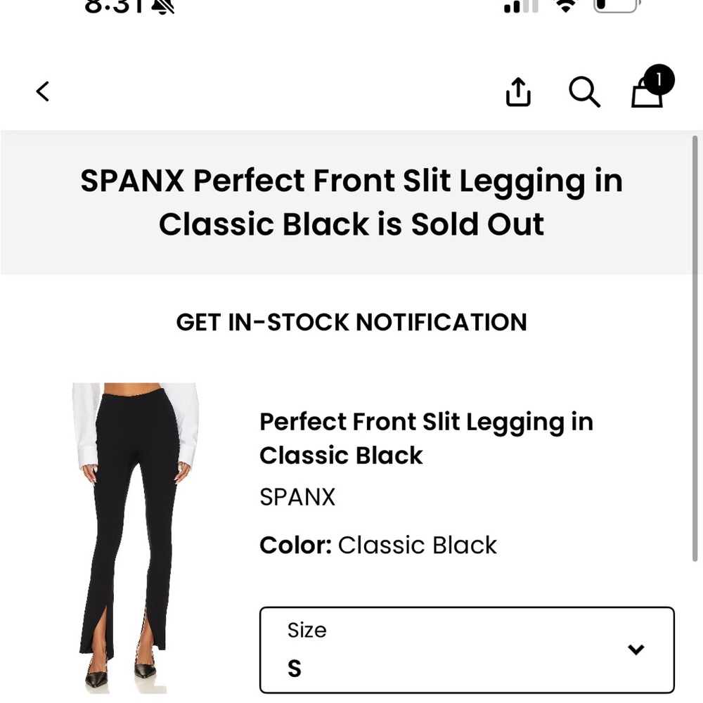 SPANX Black Front Slit Leggings